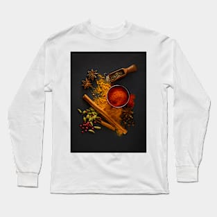 Dried spices on black slate (F020/5548) Long Sleeve T-Shirt